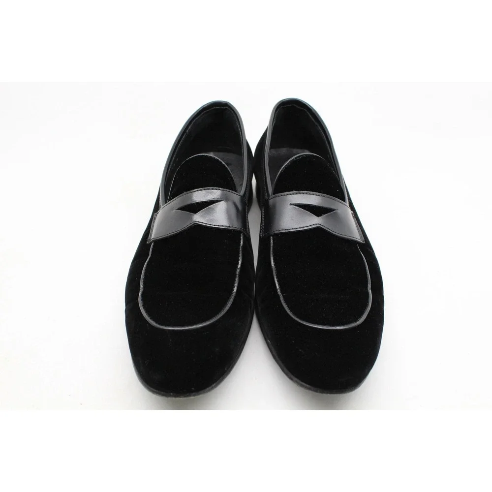 Saks Fifth Avenue Mens Black Velvet Penny Loafers Made in Italy Size 11 M 8567